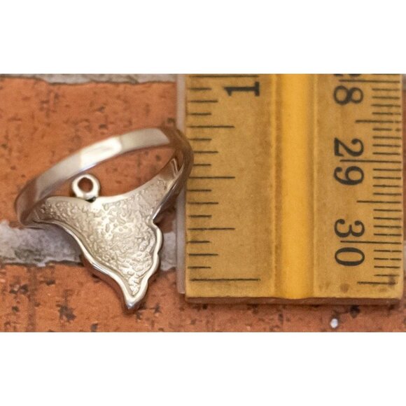 Size 8 1/2, Vintage Blue/White Curtain Abstract Silver Tone Ring - W27 - Picture 3 of 3